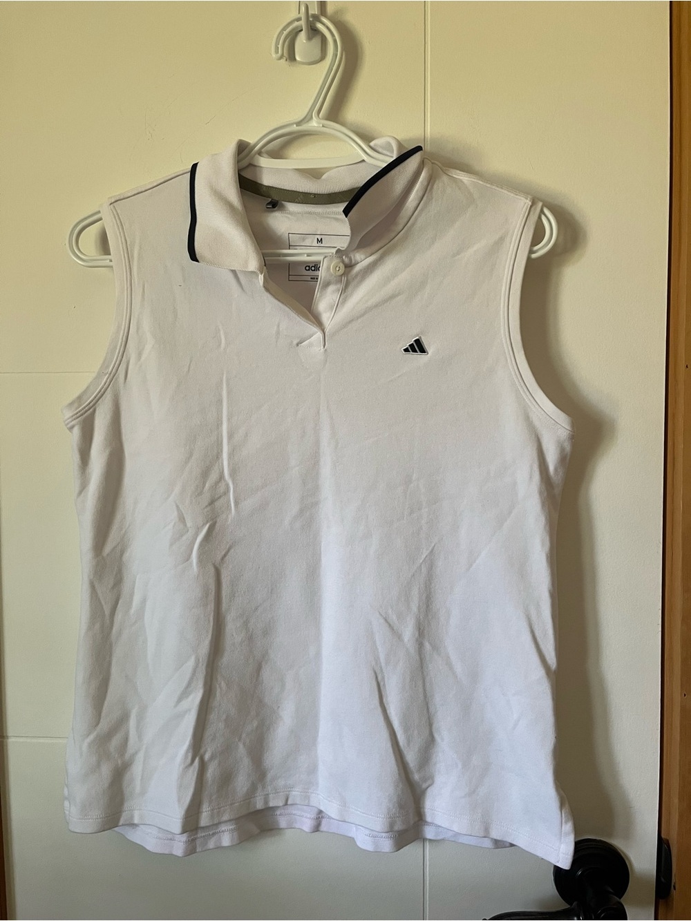 Adidas White Sleeveless Polo Tank
